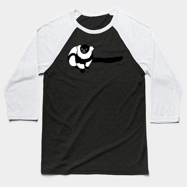 Kizzy the Black and White Ruffed Lemur Baseball T-Shirt by wildlifeandlove